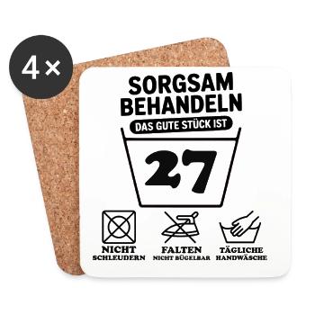 27 Geburtstag – Sorgsam Behandeln Lustiges  - Untersetzer (4er-Set) - Weiß - Vorne