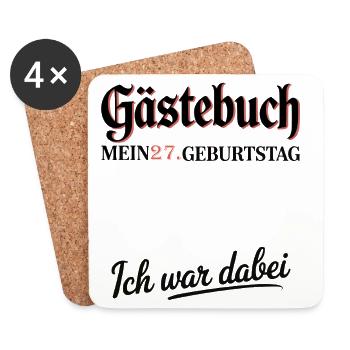 Gästebuch 27. Geburtstag – Ich war dabei - Untersetzer (4er-Set) - Weiß - Vorne