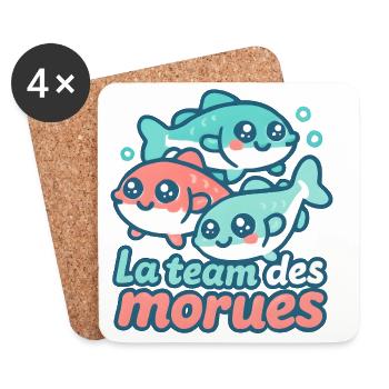 La team des morues kawaii - Dessous de verre (lot de 4) - blanc - Devant