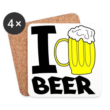 Croquis de chope de chope de bière jaune - Dessous de verre (lot de 4) - blanc - Devant