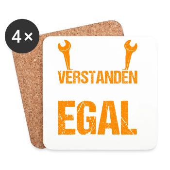 Schon verstanden Egal Grunge Typo - Untersetzer (4er-Set) - Weiß - Vorne