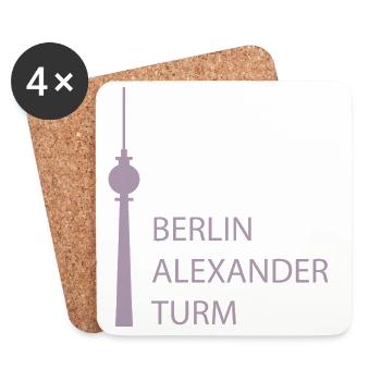 Lustiger Berlin Fernsehturm Parodie Minimal  - Untersetzer (4er-Set) - Weiß - Vorne