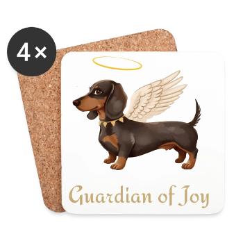 Guardian of Joy – Angel Dachshund - Coasters (set of 4) - white - Front
