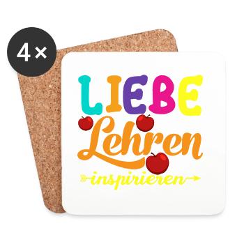 Liebe Lehren Inspirieren – Lehrer Geschenk Design - Untersetzer (4er-Set) - Weiß - Vorne