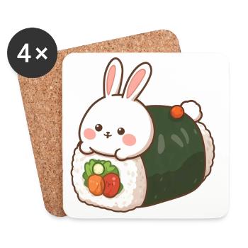 Panda Sushi – Oil Painting Anime Style - Untersetzer (4er-Set) - Weiß - Vorne