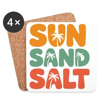 Été - Soleil, sel et sable - Dessous de verre (lot de 4) - blanc - Devant