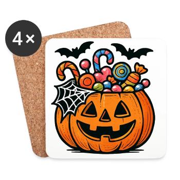 Halloween Candy Pumpkin Chemise pour enfants - Dessous de verre (lot de 4) - blanc - Devant