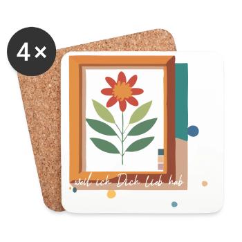 Flower in Picture Frame Love - Coasters (set of 4) - white - Front