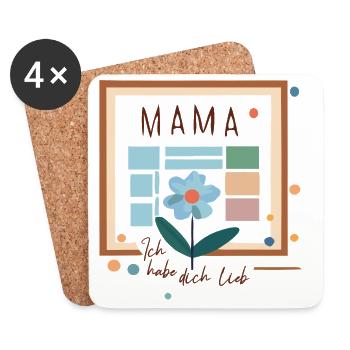 Mom Flower Greeting - Coasters (set of 4) - white - Front