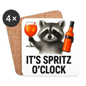 C’est Spritz O’Clock Idée de cadeau pour la fête du raton laveur - Dessous de verre (lot de 4) - blanc - Devant