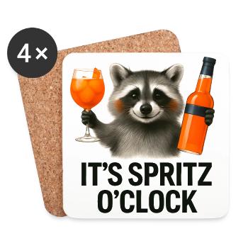 C’est Spritz O’Clock Idée de cadeau pour la fête du raton laveur - Dessous de verre (lot de 4) - blanc - Devant