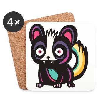 Skunk Halloween Bande dessinée drôle - Dessous de verre (lot de 4) - blanc - Devant