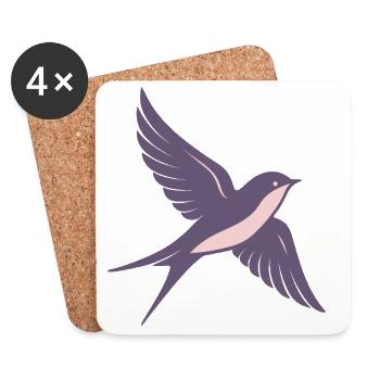 Pastelllila Kolibri schlanke Flügel - Untersetzer (4er-Set) - Weiß - Vorne