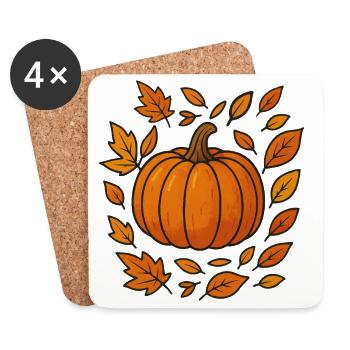 Herbstlicher Kürbiskranz - Untersetzer (4er-Set) - Weiß - Vorne
