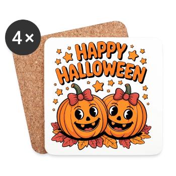 Pumpkin Joy Happy Halloween Duo - Coasters (set of 4) - white - Front