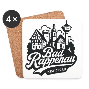 Bad Rappenau Skyline Handlettering Design - Untersetzer (4er-Set) - Weiß - Vorne