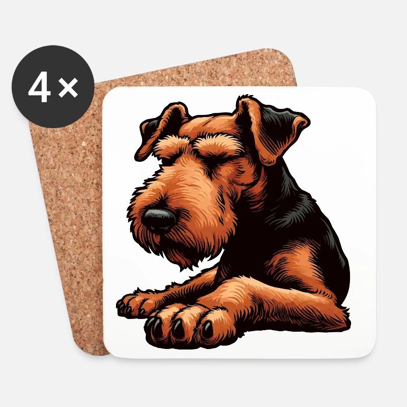 Airedale Terrier Airedales Airedaleliebhaber - Untersetzer (4er-Set) - Weiß