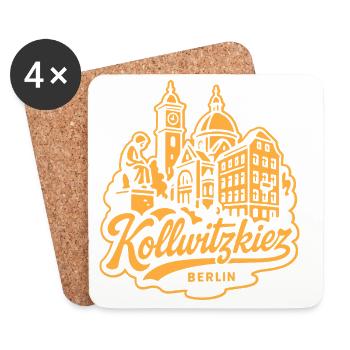 Kollwitzkiez Berlin Skyline Vintage Lettering  - Untersetzer (4er-Set) - Weiß - Vorne