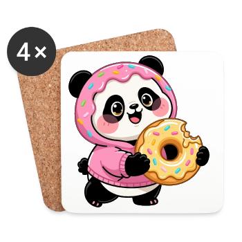 Funny Panda with Donut Halloween Candy - Coasters (set of 4) - white - Front