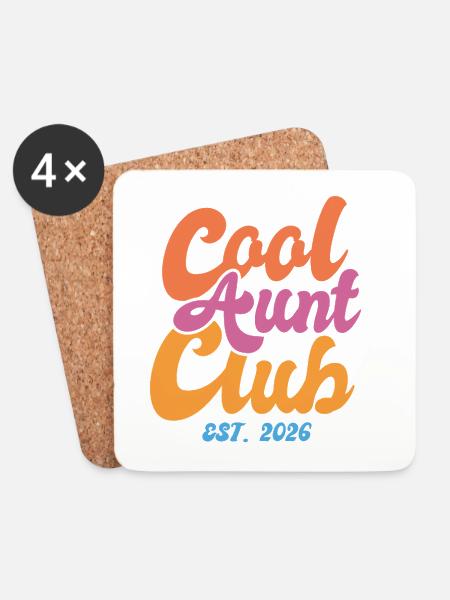Cool Aunt Club 2026 - Coole Tante 2026 - Untersetzer (4er-Set) - Weiß