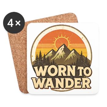 Retro Grunge – Worn to Wander - Coasters (set of 4) - white - Front
