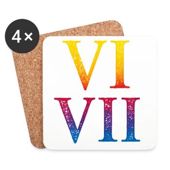 67 Meme VII Roman Numeral Stack - Coasters (set of 4) - white - Front