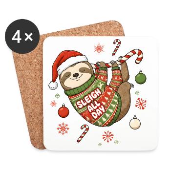 Lustiges Faultier Weihnachten - Weihnachtspullover - Untersetzer (4er-Set) - Weiß - Vorne