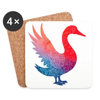 Colorful Flamingo Flower Pattern - Coasters (set of 4) - white - Front