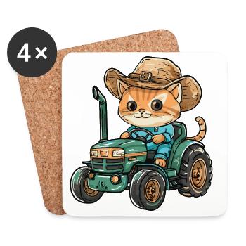 Tracteur agricole Cat - Dessous de verre (lot de 4) - blanc - Devant