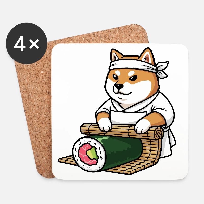 Shiba Inu macht Shusi - Untersetzer (4er-Set) - Weiß