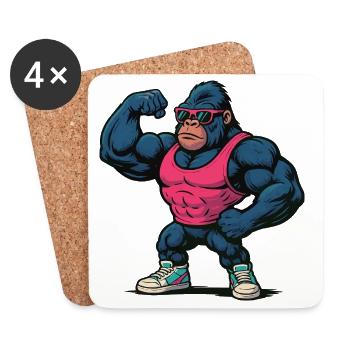 Gorilla Power Pink Tank - Coasters (set of 4) - white - Front