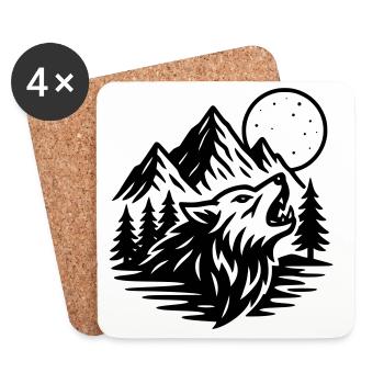 Full Moon Wolf - Coasters (set of 4) - white - Front