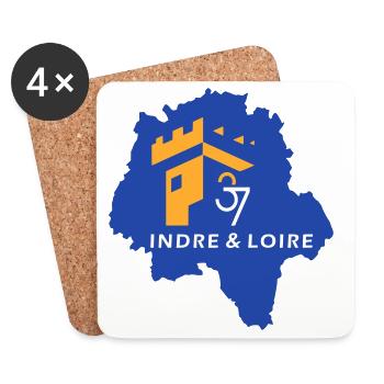 Logo Indre Loire Bleu Or - Dessous de verre (lot de 4) - blanc - Devant