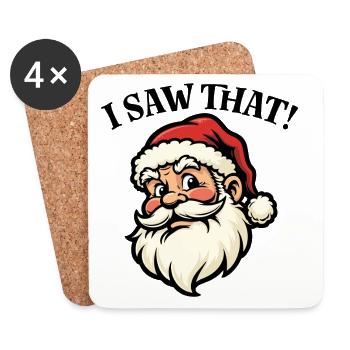 Ich habe das gesehen - den Weihnachtsmann - Untersetzer (4er-Set) - Weiß - Vorne