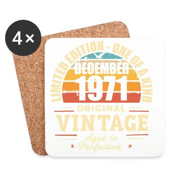 fête d anniversaire décembre 1971 - december 1971 - Dessous de verre (lot de 4) - blanc - Devant