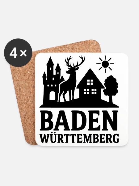 Baden Württemberg Bundesland Wahrzeichen - Untersetzer (4er-Set) - Weiß