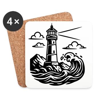 Leuchtturm - Untersetzer (4er-Set) - Weiß - Vorne