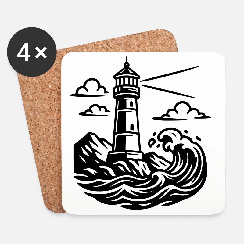 phare - Dessous de verre (lot de 4) - blanc