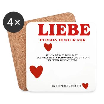 LOVE Person Behind Me - Coasters (set of 4) - white - Front