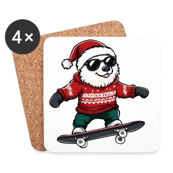 Ours polaire Noël drôle - Dessous de verre (lot de 4) - blanc - Devant