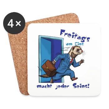 Freitagsferret im Anzug. Endlich Wochenende! - Untersetzer (4er-Set) - Weiß - Vorne