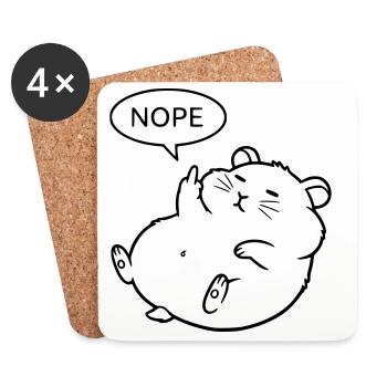 Nope Hamster | Funny Middle Finger Statement - Coasters (set of 4) - white - Front