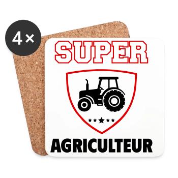 Super agriculteur, fête des pères, noël - Dessous de verre (lot de 4) - blanc - Devant