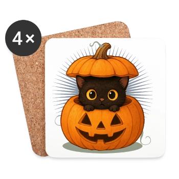 Halloween Cat in the Pumpkin: Sweet Scary Fun - Coasters (set of 4) - white - Front