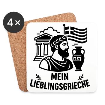 Maillot de supporter grec préféré - Dessous de verre (lot de 4) - blanc - Devant