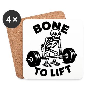 Conception de fitness drôle Os à soulever - Dessous de verre (lot de 4) - blanc - Devant