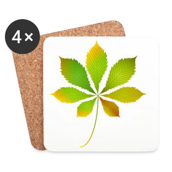 Glowing Chestnut Leaf – Autumnal Nature Motif - Coasters (set of 4) - white - Front