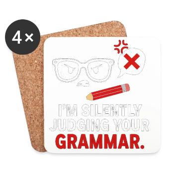 Silent Grammar Judge Tee - Coasters (set of 4) - white - Front