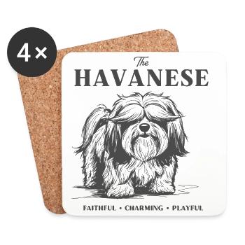 Havanese Charme Hundedesign - Untersetzer (4er-Set) - Weiß - Vorne