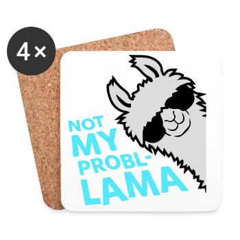 Lama Not My Problama Cool Sonnenbrille Seitlich - Untersetzer (4er-Set) - Weiß - Vorne